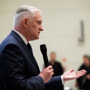 Wystąpienie Jarosława Gowina wiceprezesa Rady Ministrów, ministra nauki i szkolnictwa wyższego, podczas sympozjum Znaczenie systemu grantowego dla poprawy jakości badań naukowych w Polsce, fot. Michał Niewdana