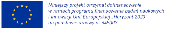 Niniejszy projekt otrzymał dofinansowanie w ramach programu finansowania badań naukowych i innowacji UE „Horyzont 2020” na podstawie umowy Nr 649307.