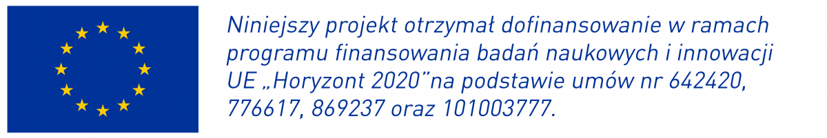 Niniejszy projekt otrzymał dofinansowanie w ramach programu finansowania badań naukowych i innowacji UE „Horyzont 2020” na podstawie umów nr 642420 oraz nr 776617. 