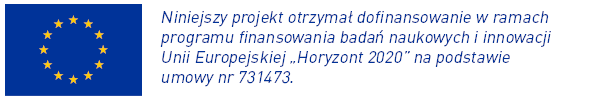 Niniejszy projekt otrzymał dofinansowanie w ramach programu finansowania badań naukowych i innowacji Unii Europejskiej "Horyzont 2020" na podstawie umowy nr 731473. 