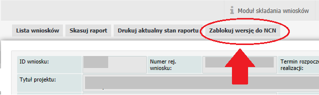 screen z systemu ZSUN/OSF pokazujący miejsce, w które należy kliknąć