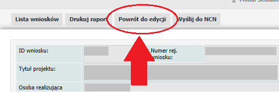 screen z systemu ZSUN/OSF pokazujący miejsce, w które należy kliknąć