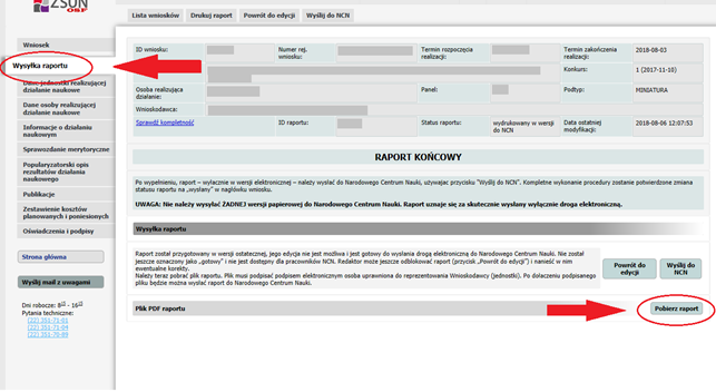 screen z systemu ZSUN/OSF pokazujący miejsce, w które należy kliknąć