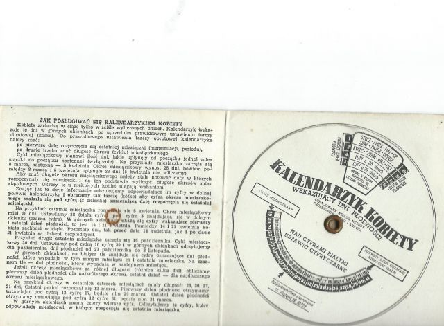Agata Ignaciuk A woman's calendar from the brochure What is a fertility calendar, dr. Rafał Pumpiański (Państwowy Zakład Wydawnictw Lekarskich, 1957)